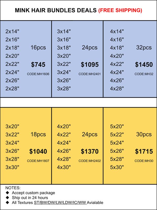 Bundles Deals: Mink Hair Bundles 14inch-28inch/20inch-30inch