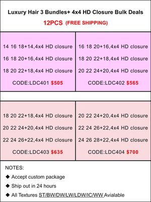 Luxury Hair 3 Bundles + 4x4 HD Closure Bulk Deals