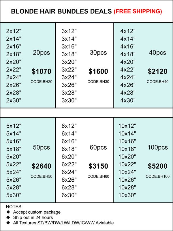 Bundles Deals: Blonde Hair 12inch-30inch