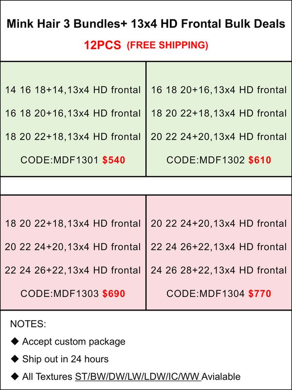 Mink Hair 3 Bundles + 13x4 HD Frontal Bulk Deals