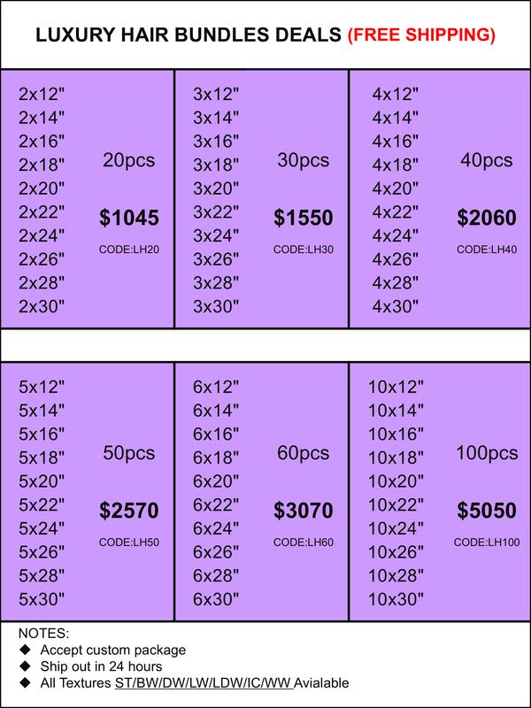 Bundles Deals: Luxury Hair 12inch-30inch