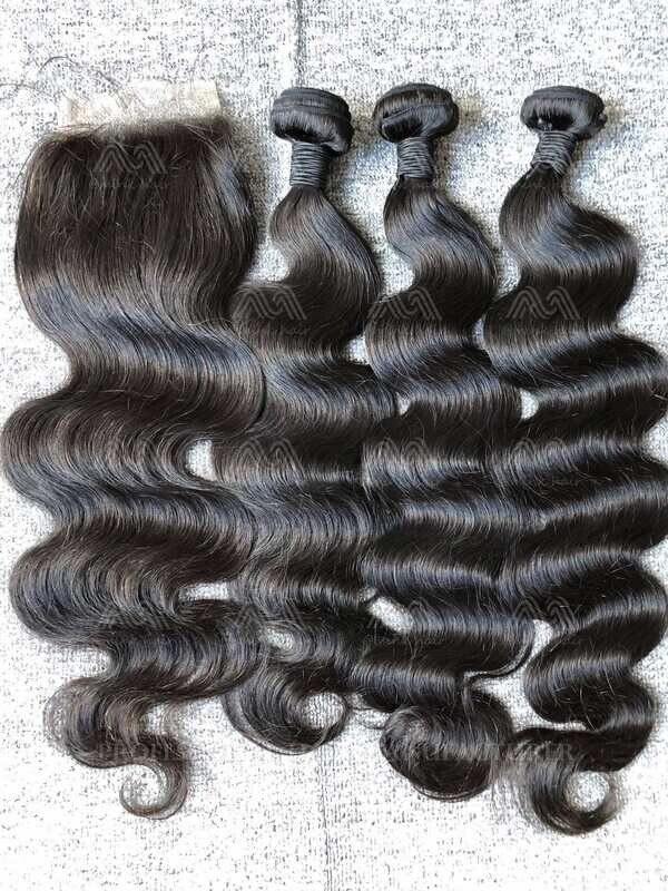 Mink Hair Body Wave 3 Bundles With 4x4 Transparent Closure Deals