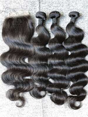 Mink Hair Body Wave 3 Bundles With 4x4 Transparent Closure Deals