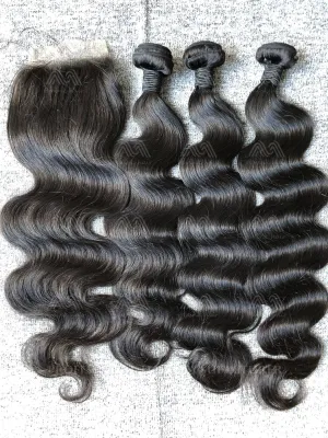 Mink Hair Body Wave 3 Bundles With 4X4 Transparent Closure Deals