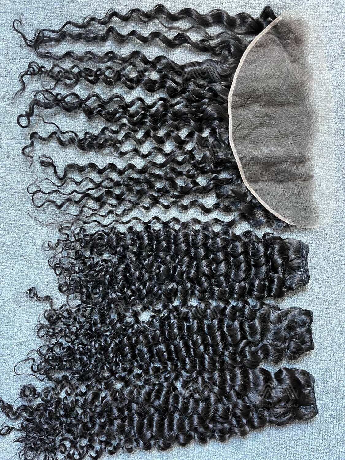 Mink Hair Deep Wave/Italian Curly 3 Bundles With 13X6 HD Frontal Deals