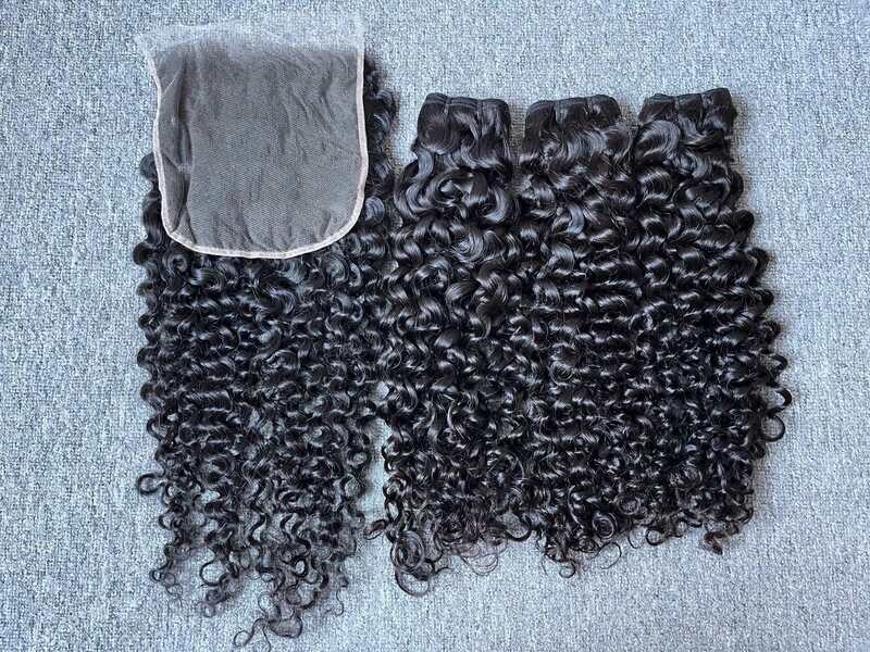 Mink Hair Italian Curly/Deep Wave 3 Bundles With 7x7 HD Closure