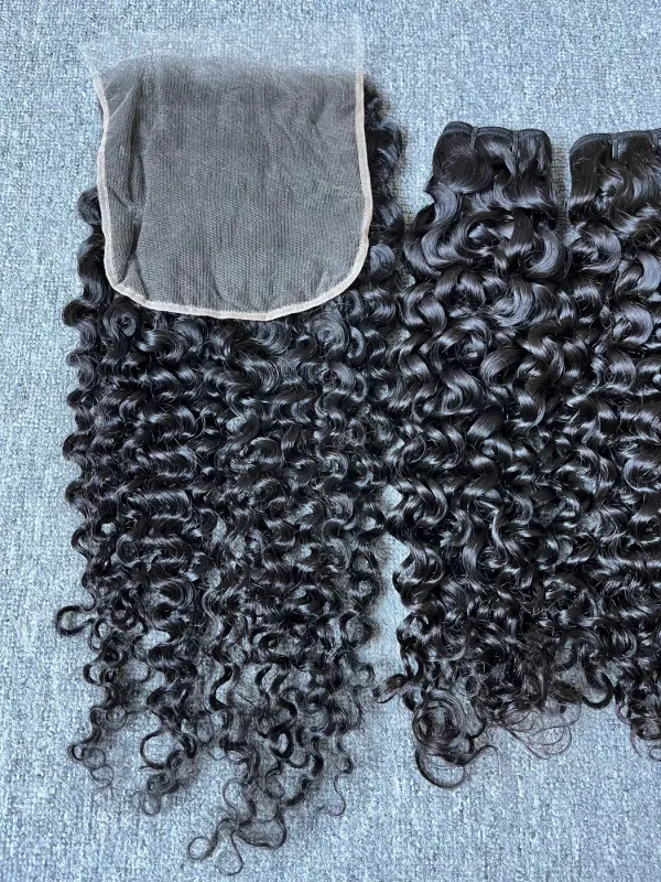 Mink Hair Italian Curly/Deep Wave 3 Bundles With 7x7 HD Closure
