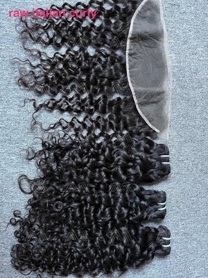 Raw Hair Deep Wave/Italian Curly 3 Bundles With 13X4 HD Frontal Deals