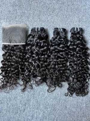 Raw Hair Italian Curly 3 Bundles With 13X4 HD Frontal Deals
