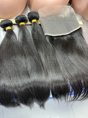 Raw Hair Straight/Body wave 3 Bundles With 13X4 HD Frontal Deals
