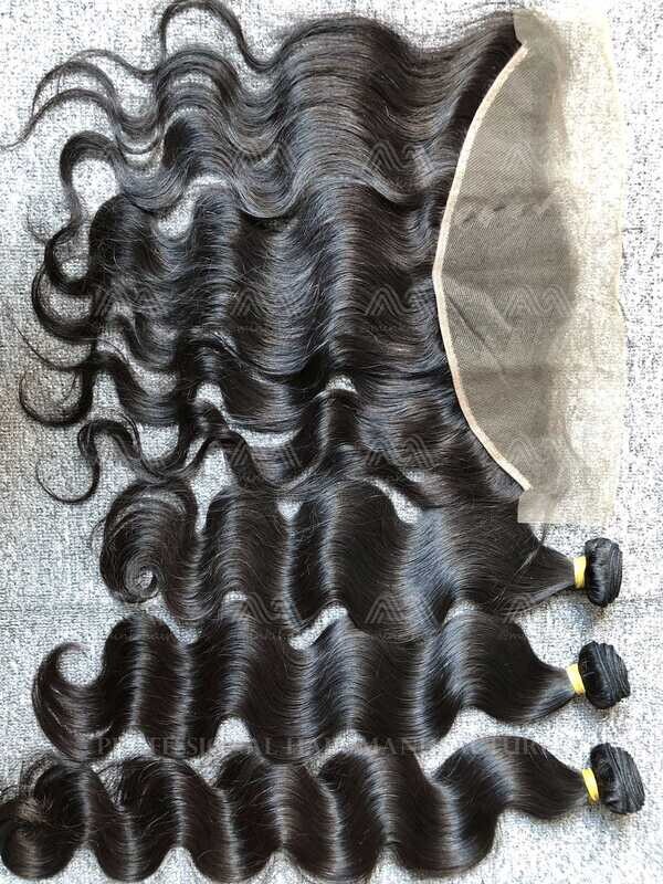 Raw Hair Straight/Body wave 3 Bundles With 13X4 HD Frontal Deals