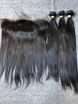 Raw Hair Straight 3 Bundles With 13X4 HD Frontal Deals