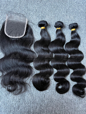 Raw Hair Straight/Body Wave 3 Bundles With 4X4 HD Closure Deals
