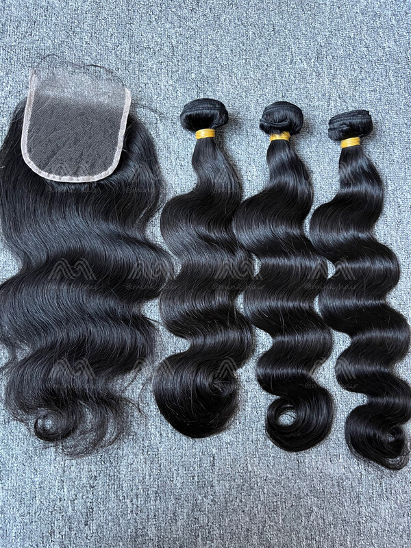 Raw Hair Straight/Body Wave 3 Bundles With 4X4 HD Closure Deals