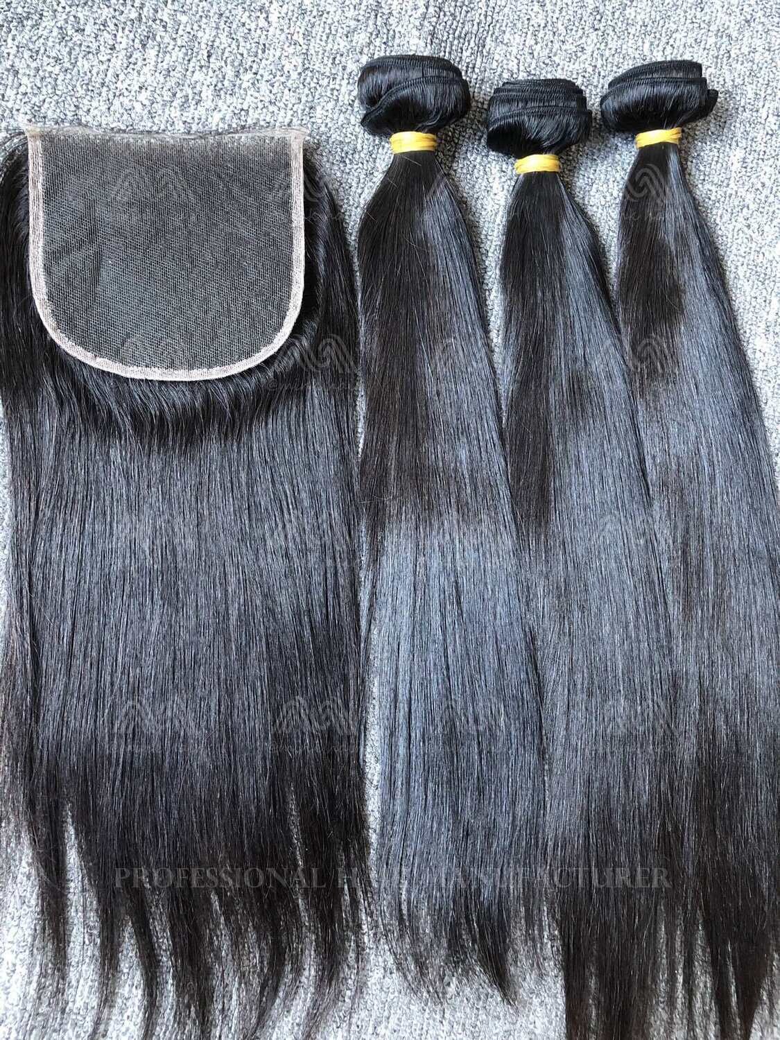 Raw Hair Straight/Body Wave 3 Bundles With 5X5 HD Closure Deals