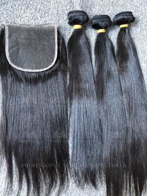 Raw Hair Straight/Body Wave 3 Bundles With 5X5 HD Closure Deals