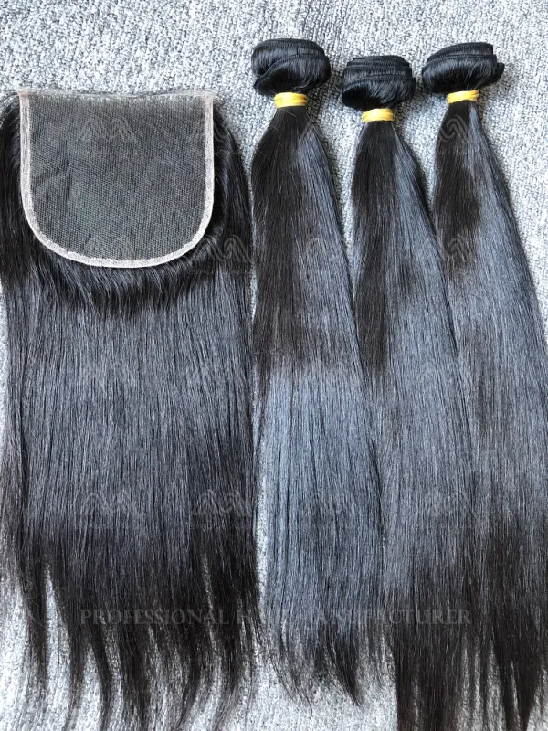 Raw Hair Straight 3 Bundles With 5X5 HD Closure Deals