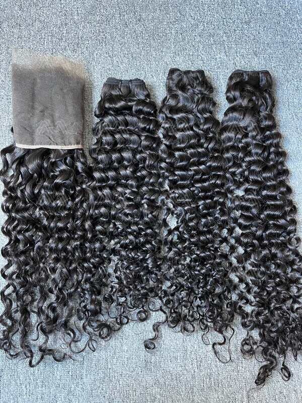 Mink Hair Italian Curly/Deep Wave 3 Bundles With 13X6 Transparent Frontal Deals