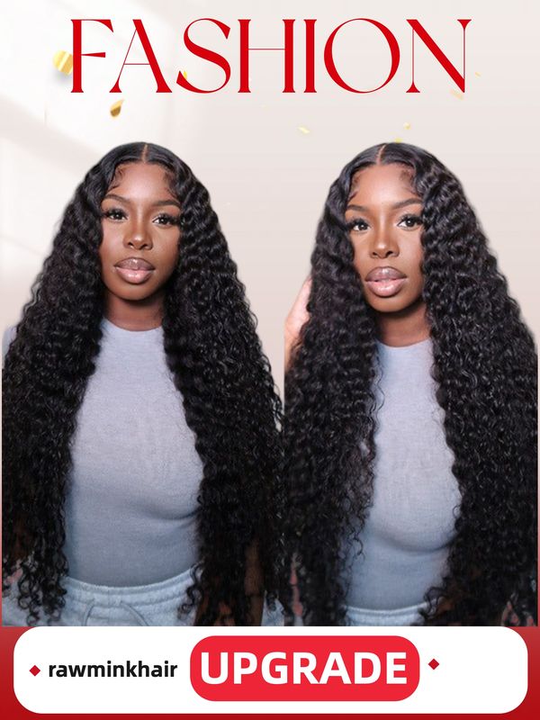 Mink Hair Deep Wave Transparent Lace Wig
