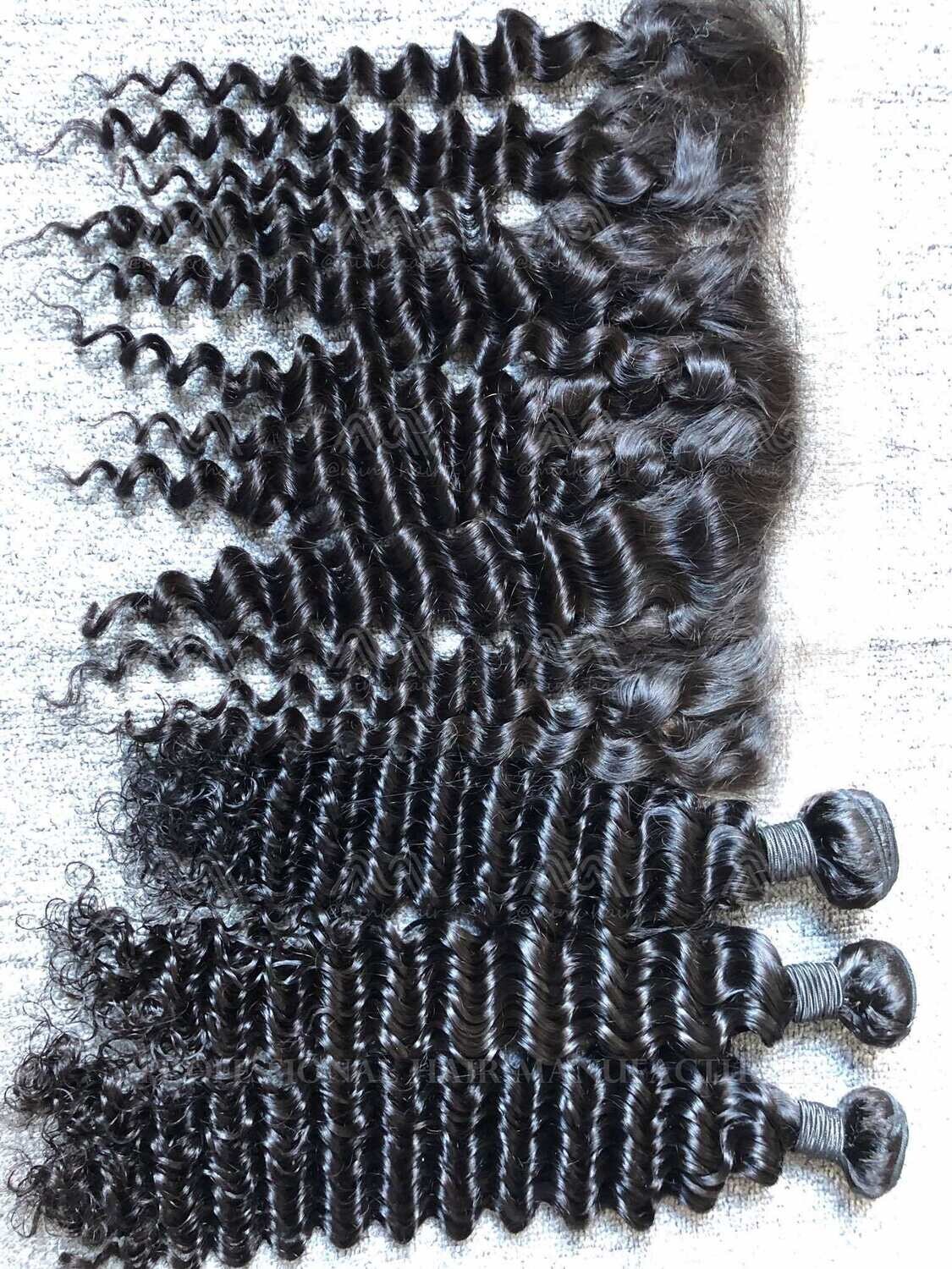 Mink Hair Deep Wave 3 Bundles With 13X4 Transparent Frontal Deals