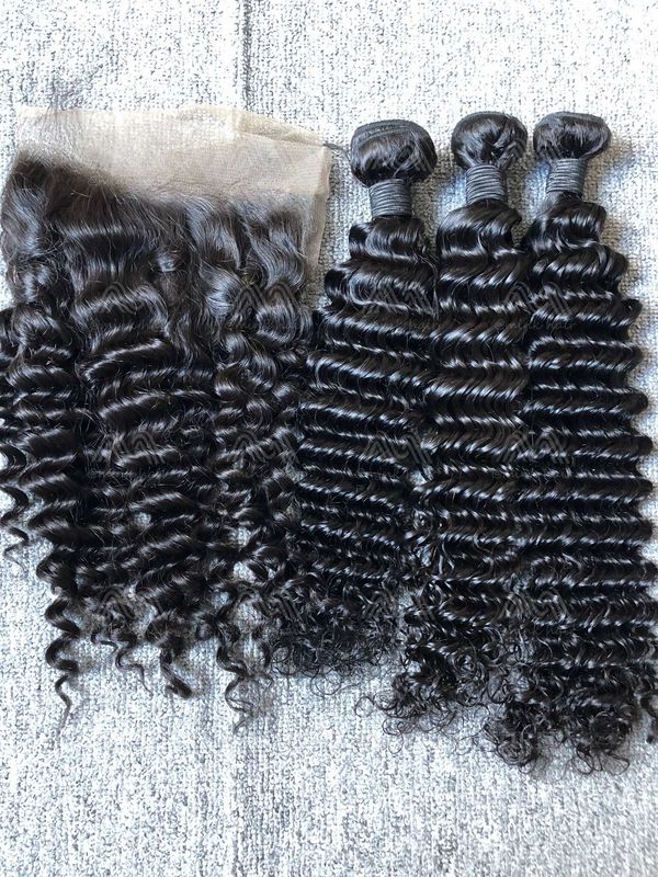 Mink Hair Deep Wave 3 Bundles With 13X4 Transparent Frontal Deals
