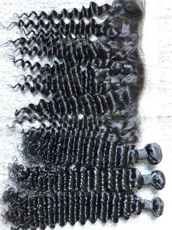 Mink Hair Deep Wave 3 Bundles With 13X4 Transparent Frontal Deals