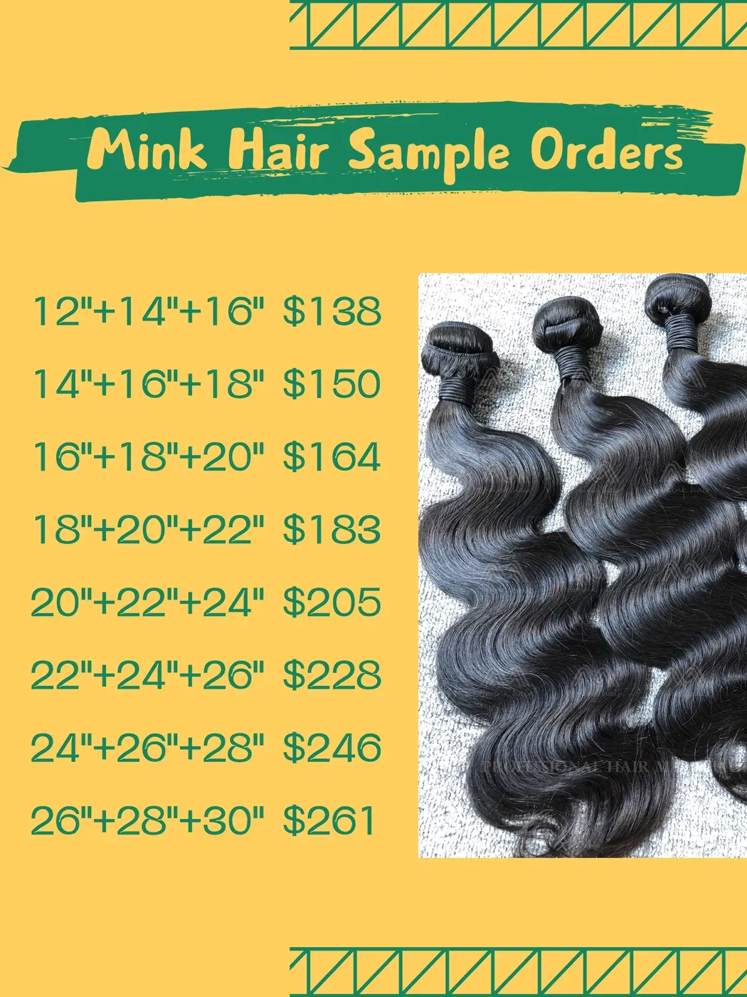 Sample Deals: Mink Hair 3 Bundles (100g Each Bundle)