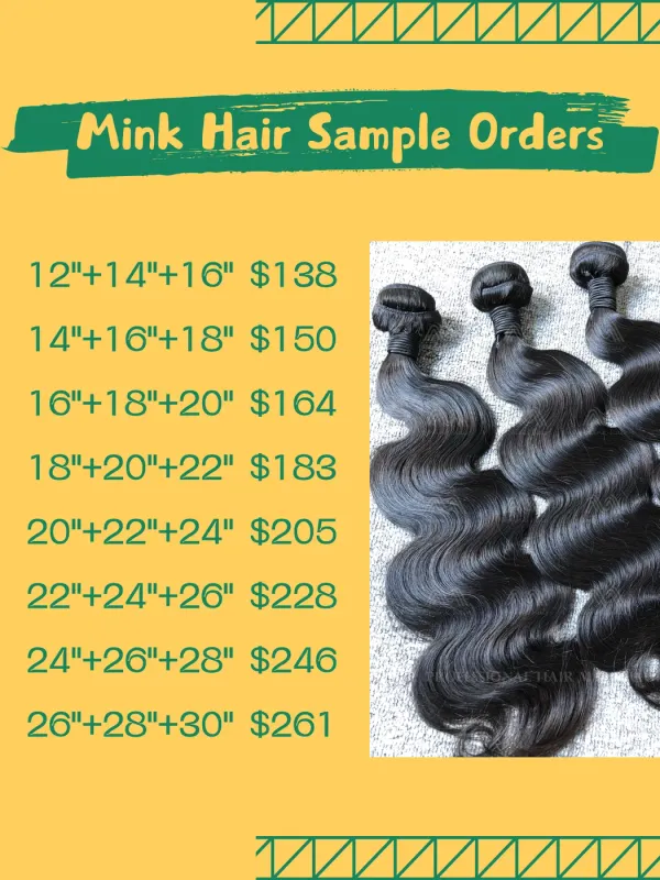 Sample Deals: Mink Hair 3 Bundles (100g Each Bundle)