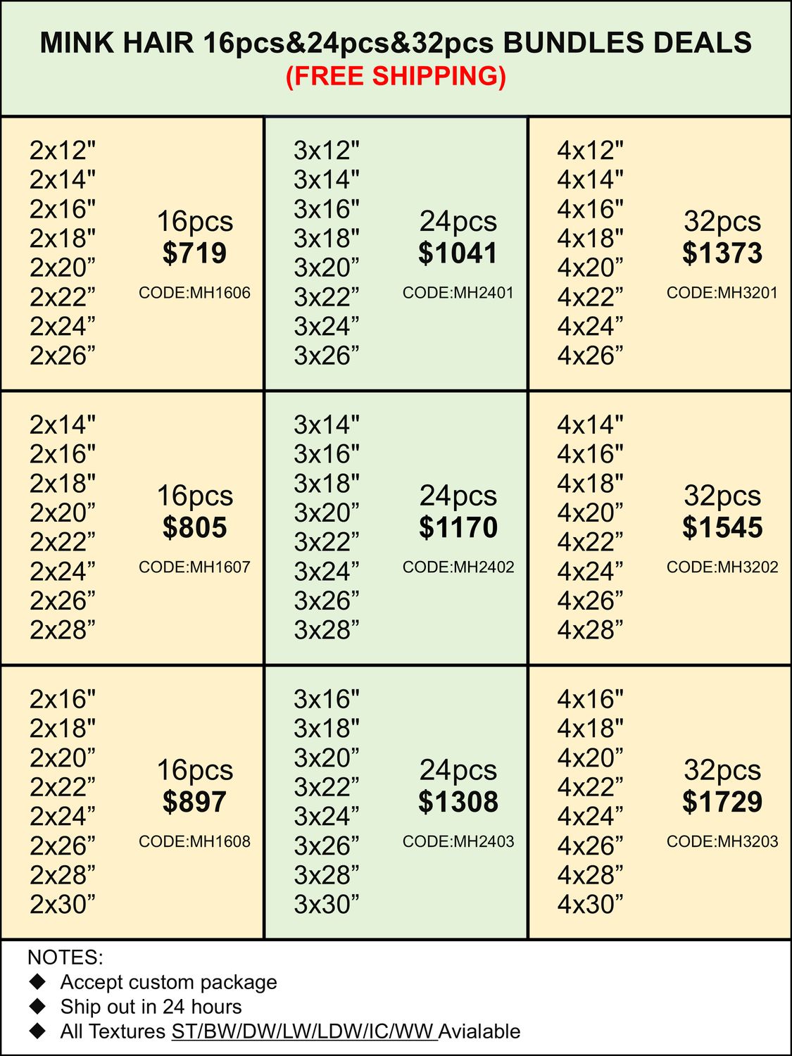 Bundles Deals: Mink Hair Bundles 16pcs 24pcs 32pcs