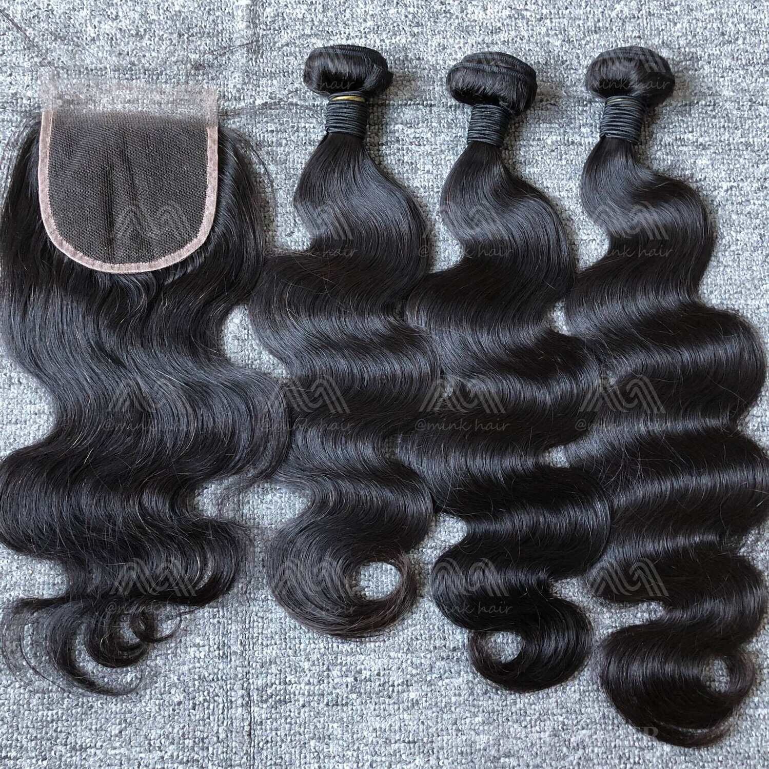 Mink Hair Body Wave 3 Bundles With 4X4 HD Closure Deals