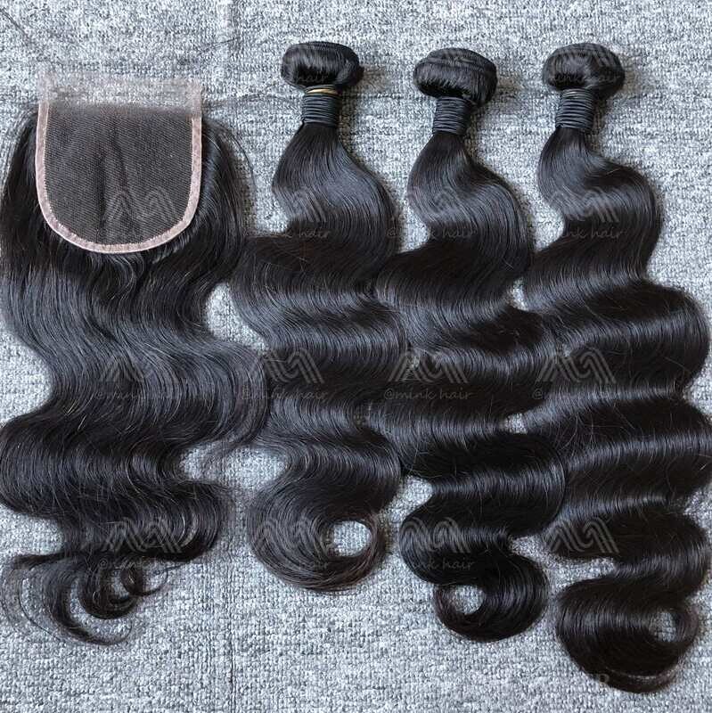Mink Hair Body Wave 3 Bundles With 4X4 HD Closure Deals