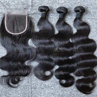 Mink Hair Body Wave 3 Bundles With 4X4 HD Closure Deals