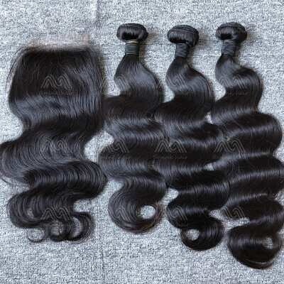 Mink Hair Body Wave 3 Bundles With 4X4 HD Closure Deals