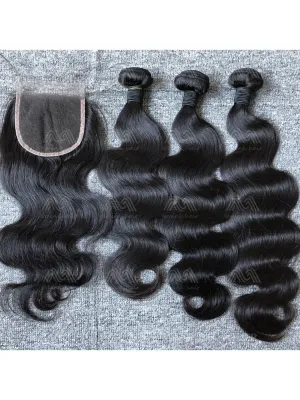 Mink Hair Body Wave 3 Bundles With 4X4 HD Closure Deals