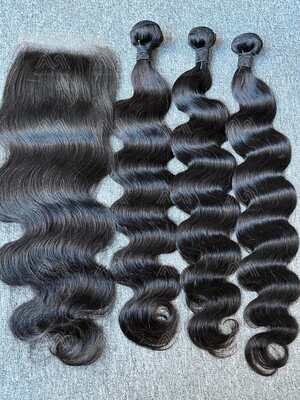 Mink Hair Body Wave 3 Bundles With 5X5 HD Closure Deals