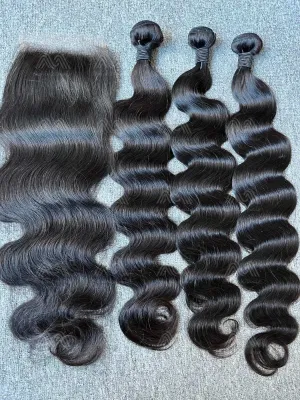 Mink Hair Body Wave 3 Bundles With 5X5 HD Closure Deals
