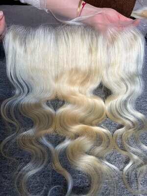 Blonde Hair Body Wave 13X4 Transparent Frontal