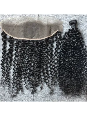 Mink Hair Jerry Curly 13X4 Transparent Frontal