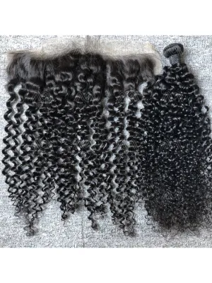 Mink Hair Jerry Curly 13X4 Transparent Frontal