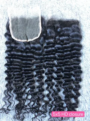 Mink Hair Deep Wave 5X5 HD Closure