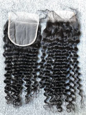 Raw Hair Deep Wave 5X5 Transparent Closure
