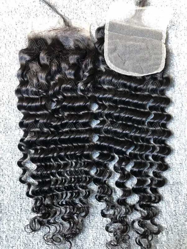 Mink Hair Deep Wave 4X4 Transparent Closure