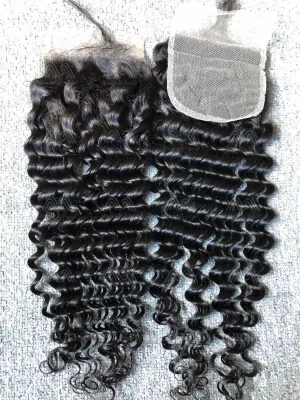 Mink Hair Deep Wave 4X4 Transparent Closure