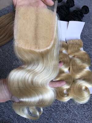 Blonde Hair Body Wave 4X4 Transparent Closure