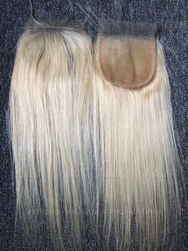 Blonde Hair Straight 4X4 Transparent Closure