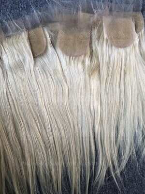 Blonde Hair Straight 4X4 Transparent Closure