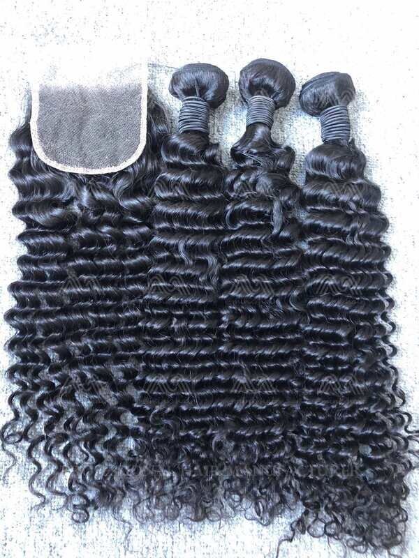 Mink Hair Deep Wave 3 Bundles With 4X4 HD Closure Deals