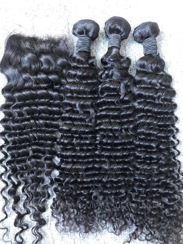 Mink Hair Deep Wave 3 Bundles With 4X4 HD Closure Deals