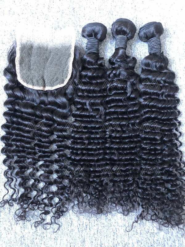 Mink Hair Deep Wave 3 Bundles With 5X5 HD Closure Deals