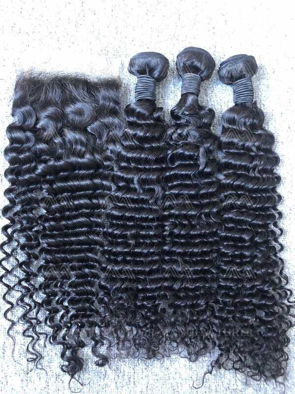 Mink Hair Deep Wave 3 Bundles With 5X5 HD Closure Deals